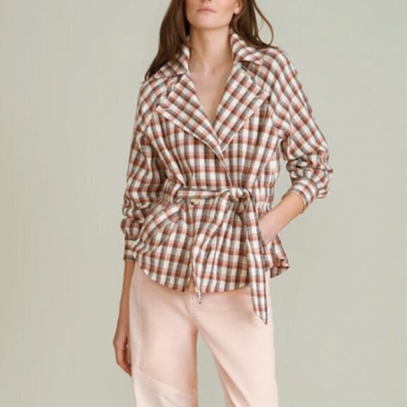 NWT Veronica Beard Lin Plaid Cotton Blend Jacket